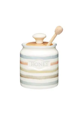 Buy KitchenCraft Class Collection Striped Ceramic Honey Pot With Wooden Dipper, 450 • 9.50£