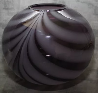 Buy Beautiful Amethyst With Lilac Swirls Large Art Glass Bowl • 3.99£