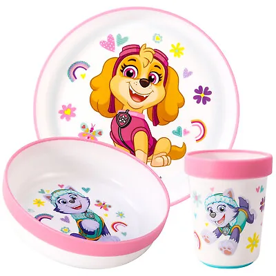 Buy Paw Patrol Girl 3pcs Bicolor Kids Dinner Tableware Set Plate, Bowl & Tumbler • 12.99£