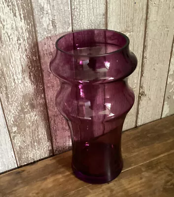 Buy Large Dartington Purple Art Glass Hooped Vase • 35£