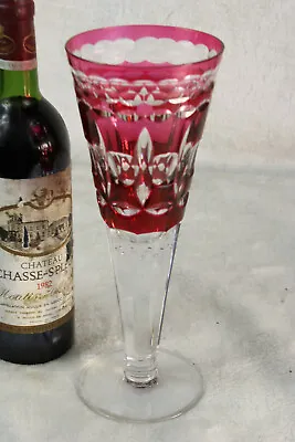 Buy Antique Belgian Crystal Glass Cranberry Wedding Vase Val Saint Lambert • 151.80£