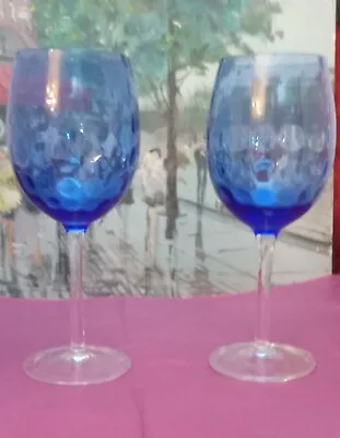 Buy Large 9  Dimpled Cobolt Blue Wine Glasses • 16.75£