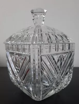Buy Vintage Cut Clear Glass Storage Jar • 9.99£