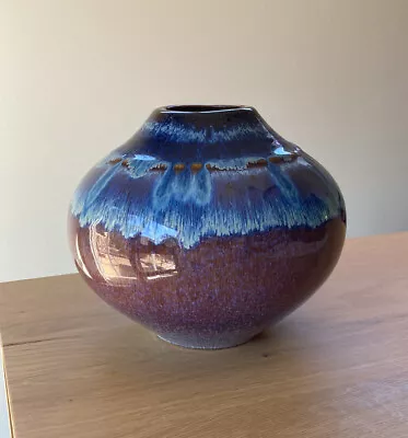 Buy Bill Campbell Art Pottery Vase Signed Drip Glaze Blue Purple 7” Vibrant Flambe • 92.94£