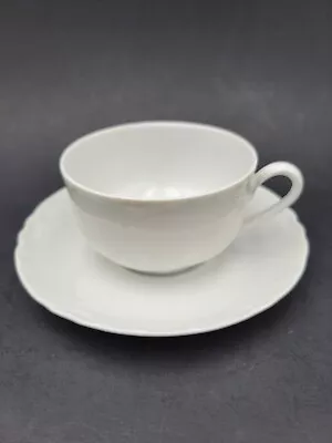 Buy Thomas Bavaria Porcelain China Tea Cup And Saucer All Solid White Scalloped Edge • 14.38£