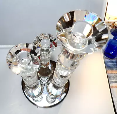 Buy Gigantic Elegant Shannon Ireland Crystal Set Of 3 Matching Cut Candlesticks ExCd • 46.49£