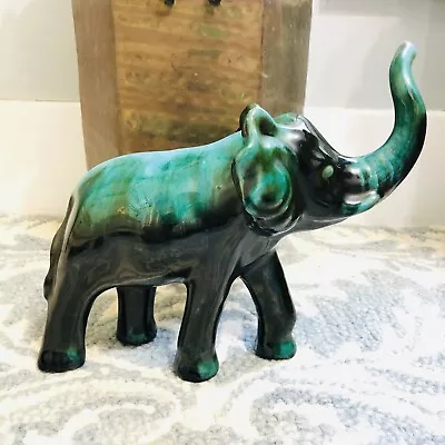 Buy Blue Mountain Green Pottery Elephant 7”Tall • 11.34£