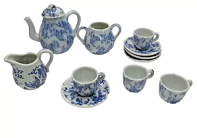 Buy Vintage Childs China Tea Set Blue & White • 20£