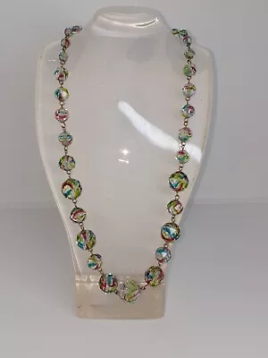 Buy Antique Czech Necklace Iris Glass Special 9 Inch Drop Bohemian Rainbow Glass  • 38£