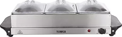Buy Tower T16021 Three Tray Buffet Server And Plate Warmer, 200 W, Stainless Steel • 35.99£