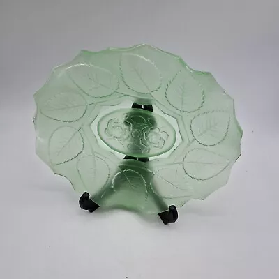 Buy Art Deco Uranium Glass Vintage Plate With Stand - Made In England - 10  X 8  • 29.99£