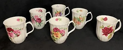Buy Royal Victorian Staffordshire England Fine Bone China Rose Tea Cup Mugs Set Of 6 • 37.60£