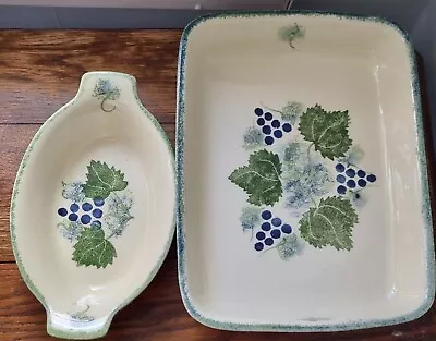 Buy Poole Pottery Vineyard PATTERN Rectangle Dish 12  & Oval Dish 9.25  Hand Painted • 38£