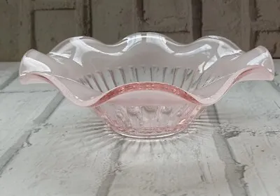 Buy Stunning Pink Depression Glass Fluted Frosted Dish Vintage Eye Catching  • 11.50£