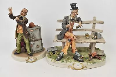 Buy Capodimonte Vintage Giacomo Featti Banker & Homeless Man On Bench Figurines • 29.99£