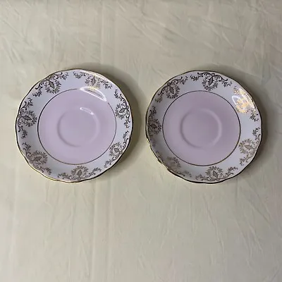 Buy Vintage Royal Vale Saucer Pink Gold Bone China Replacement Orphan • 4.49£