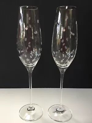 Buy 2 Royal Doulton  Celebration  Swarovski Elements Champagne Flute Glasses - DOTS • 24£