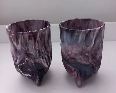 Buy Pair Of Victorian Purple Malachite Slag Glass Vases By Davidson  • 16.95£