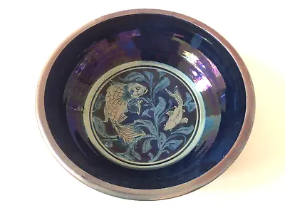 Buy Super Jonathan Chiswell Jones Fish Design Blue Lustre Glaze Bowl Great Condition • 285£