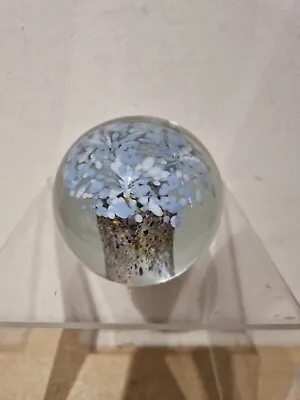 Buy Art Glass  Crystal  White & Blue  Floral  Paper Weight   -   Jablonski (N3) • 17.88£