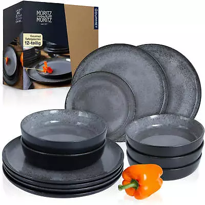 Buy Table Service Dishware Set 12-Piece Plate Set Ceramic 6-Person Combo Service • 86.53£