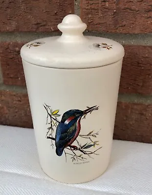 Buy Vintage Axe Vale Pottery Devon 'Lidded Pot' With Kingfisher & Great Tit Design • 7.99£