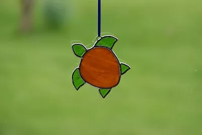 Buy Stained Glass Suncatcher/Window Swimming Turtle Ornament Gift/Home/Ornament • 20£