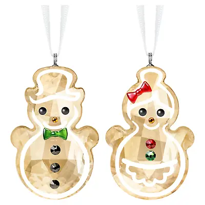 Buy Swarovski Crystal Ornament Set “gingerbread Snowman Couple” 5464885 Retired Bnib • 80£