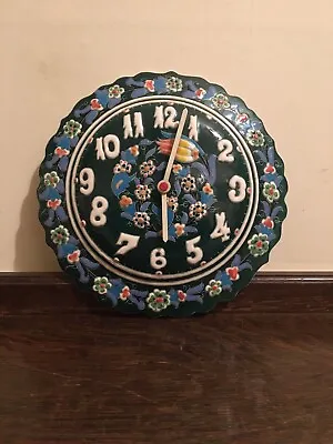 Buy Kutahya Vintage Wall Clock Enamel Pottery 10” Turkish Decorative Morocco Boho • 45£