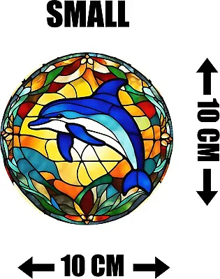 Buy Dolphin Decorative Stained Glass Effect Static Cling Window Sticker Colourful  • 3.49£