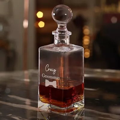 Buy Personalised Glass Decanter Whisky Drinker Bottle Engraved Grooms/Bestman Gift • 18.99£