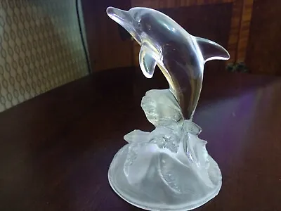 Buy Art Glass 24% Lead Crystal Dolphin Aquatic Animal Figurine Ornament Sculpture • 18£