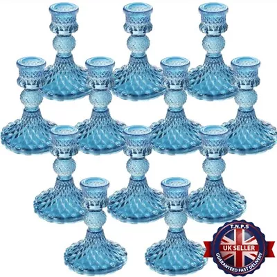 Buy Set Of 12 Gazeer Glass Candlestick Holders,Taper Candle Holders Elegant Crystal. • 39.95£
