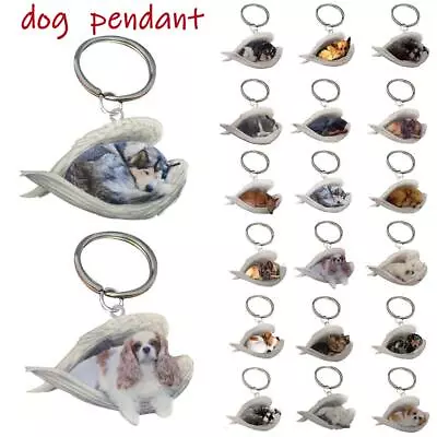 Buy Cute Funny Sleeping Angel Dog Wing Dog Hanging Ornament Keychain Pendant NICE • 1.66£