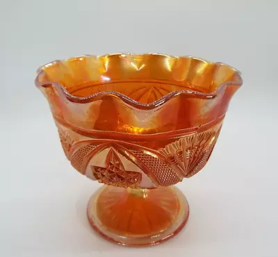 Buy VINTAGE FENTON CARNIVAL MARIGOLD GLASS 14 Cm FOOTED SCALLOPED BOWL • 6.95£