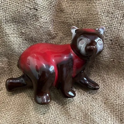 Buy Vintage Ceramic Panda BEAR Red Drip Glaze Canadian Pottery Ornament Sculpture GC • 22.99£
