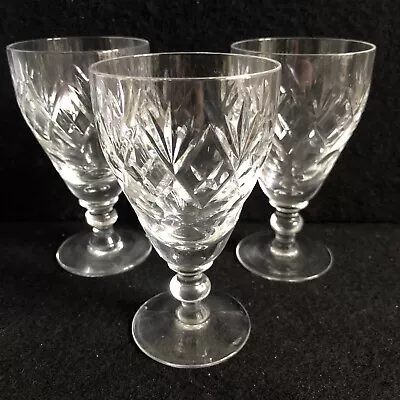 Buy Set Of 3x Webb Corbett  Georgian  Cut Crystal Wine Glasses  4⅝  High Circle Mark • 30£