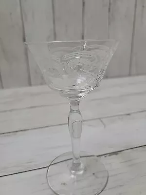 Buy Vintage Crystal Etched Depression Glass Wine Glass 5.5  • 14.14£