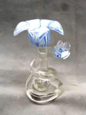 Buy Antique Hand Blown Blue Flower Candlestick Intricately Made Possibly Murano • 4£