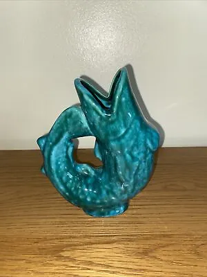 Buy VINTAGE Anglia Pottery Turquoise Blue Fish AP 134 Very Good Condition • 12£