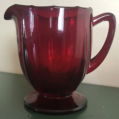 Buy 1930s New Martinsville Red Depression Glass Addie #34 12 Point Footed Creamer • 5.69£