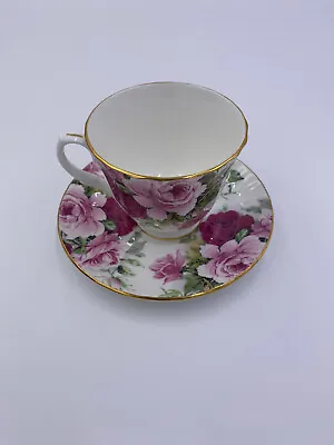 Buy Duchess Fine Bone China Teacup & Saucer Roses Red Pink White Made In England • 24.01£