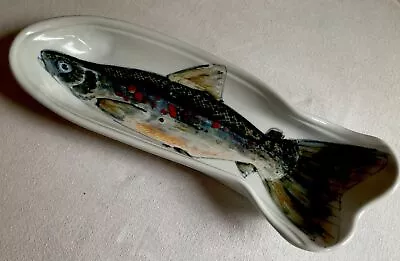 Buy HIGHLAND STONEWARE FISH DISH Made In Scotland, Hand Painted, Pierced For Hanging • 143.86£