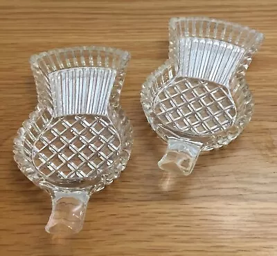 Buy Vintage - Bohemia Cut Glass Thistle Shaped Trinket/pin Dishes Pair  - Czech • 6.99£