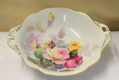 Buy Noritake Two Handled Hand Painted Signed Bowl S Kimura Pink Yellow Roses • 39£