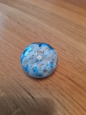Buy Small Blue And White Glass Paperweight • 1.99£