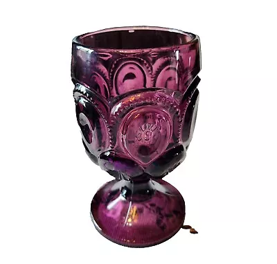 Buy Moon & Star Amethyst Goblet, Wine Glass, 6x3  Vintage L.E.Smith, Glassware  • 28.86£