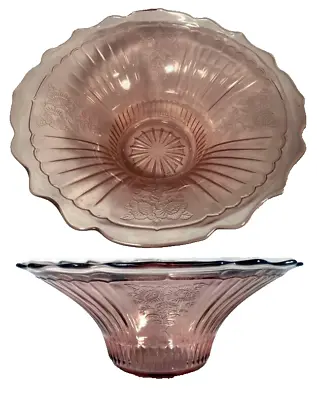 Buy PINK MAYFAIR Depression Glass CONSOLE Centerpiece 12  Fruit Bowl OPEN ROSE AH • 16.08£