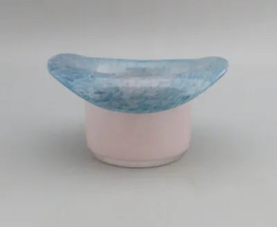Buy Vasart Signed Scottish Blue & Pink Mottled Glass Bowl - B015 Top Hat Shaped • 24.99£