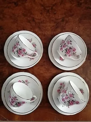 Buy  CROWN FENTON 4 X Trios Rare Rose Pattern  And Spare Cup • 20£